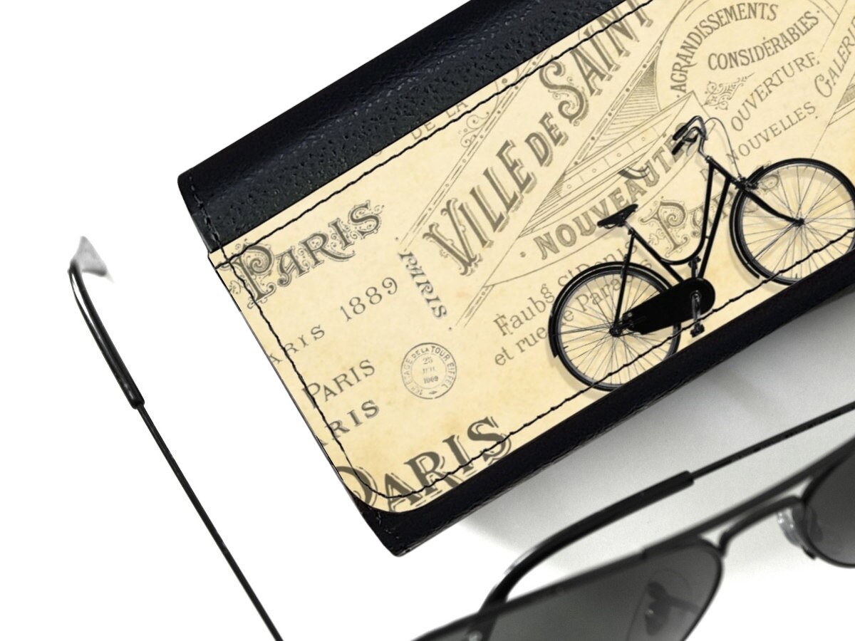 Paris Sunglasses Case, Vintage Style Vegan Leather Glasses 