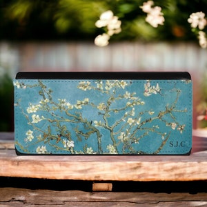 Porte-monnaie en fleur d'amandier pour femme, portefeuille personnalisé pour femme. Design Vincent Van Gogh, simili cuir végétalien avec porte-cartes. Cadeau pour elle