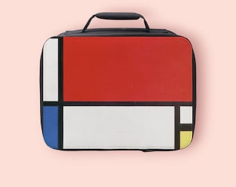 Piet Mondrian Lunch Bag for Women, Insulated Cool Bag, Vintage Red, Blue, Yellow. Adult Lunch Box for Work, Gym, Picnic. Valentine's Gift