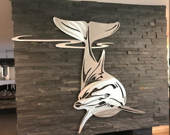 Dolphin Wood  Cutout Shape Silhouette Gift Tags Ornaments Decoration Laser Cut Silhouette GlowforgeLaser Cutting Files clip art Sea Life jpg
