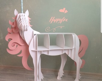 Unicorn shelf table for candy bar and decor UNICORN SHELF - dxf plan laser cutting file home decor interior design, digital file book shelf