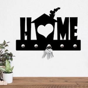 Porte-clés mural découpé au laser amour décoration maison fichier DXF téléchargement immédiat fichier svg Glowforge sweet home clé signe modèle svg signe de bienvenue
