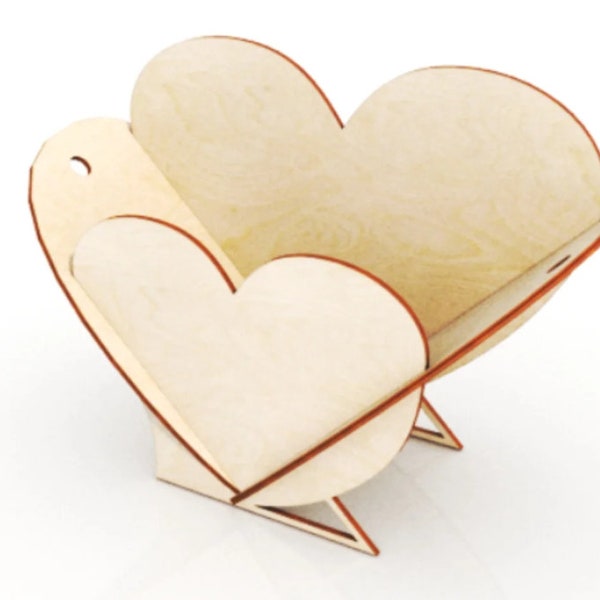 Heart Shape Flower Basket Laser Cutting Template It isn’t the real product, it’s the file which you can download.