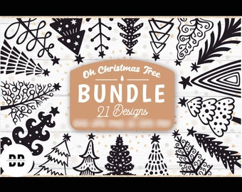 Christmas Tree SVG Bundle, Xmas Trees Clip art bundle 21 christmas tree SVG bundle, christmas tree outline, ornaments pine tree clipart