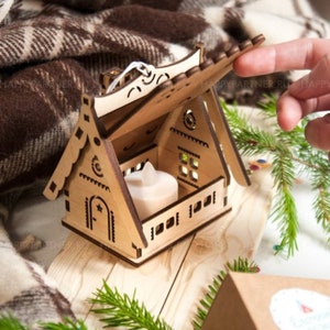 Coffret cadeau de Noël, petit sac en bois découpé au laser fichier cdr, boîte à bonbons de Noël, caisse en bois, fichier découpé au laser, petite boîte à bijoux, arbre de Noël