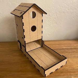 Laser geschnittene Spannweite Vogelhaus Würfelturm SVG-Datei Vogelhaus Würfelturm - SVG Laser Cut Datei, digitaler Vektorplan für Schneidmaschinen
