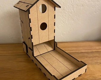 Laser Cut Wingspan Bird Feeder Dice Tower SVG File Birdhouse Dice Tower - SVG Laser Cut File, Digital Vector Plan for Cutting Machines