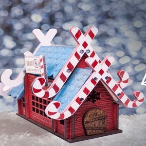 Conjunto de casas de Navidad, casa de papel 3D para Christmas Village, archivos de corte láser, SVG+DXF+PDF, archivos Glowforge, descarga instantánea, regalo de Navidad