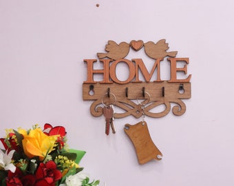 Laser Cut Birds Family Wall Key Holder 3mm CDR File Wooden key ey holder for a wall with birds, Wall organizer with birds svg file dxf file