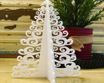 Decorative standing Christmas tree svg template Glowforge Christmas tree dxf cut plan Christmas decor laser cut file vector digital download