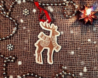 Laser cut Christmas winter  reindeer svg Glowforge Christmas reindeer decorarions dxf cut plan Wood scene decorations template