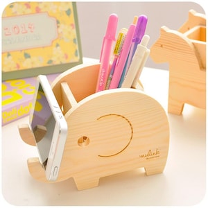 Madeira Animal Elefante Suporte para telefone Caneta Porta-lápis Corte a laser Arquivo CDR download instantâneo arquivo SVG, arquivo DXF modelo de vetor de arquivo glowforge