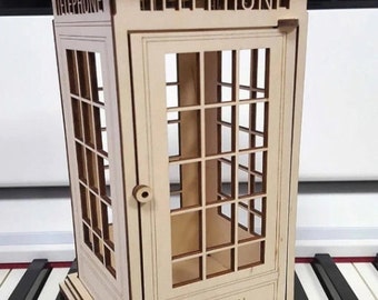 Laser Cut Wooden British Telephone Booth British Phone Box Laser Cut Plans London Phone Booth 3mm Digital File For Laser and CNC