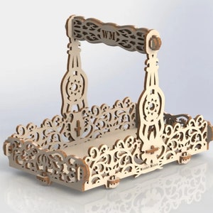 Cesta de ovos de Páscoa de madeira cortada a laser modelo svg Glowforge cesta de presente de páscoa dxf vetor modelo de corte a laser padrão