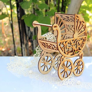 Lasergesneden kinderwagen sjabloon Kinderwagen Lasergesneden ontwerp/houten kinderwagen laserbestanden/babybuggy Glowforge snijden plannen SVG-bestand DXF