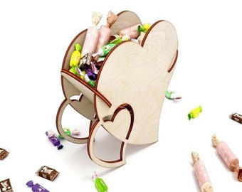 Heart box Valentines day standing laser files, Wooden giftbox Vector Laser cut file CDR, Glowforge Laser cut template Patterns