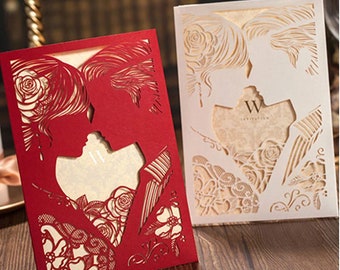 Invitation Card Couple Design Laser Cutting Template SVG Bride Card Cut File Wedding Invitation Couple Cricut Silhuette Romantic Card Paper
