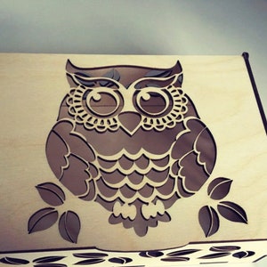 Lasergeschnittene Eulen-Geschenkbox, Laserschneiden, CNC-Muster, Glowforge-Dateien direkter Download
