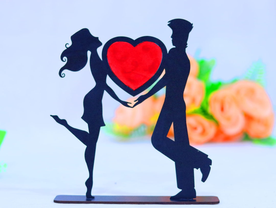 Laser Cut Romantic Love Couple Standing Valentine Day Decor Laser Dxf ...