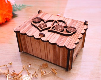 Laser Cut Double Heart Jewelry Box 3mm Laser Cut Heart Jewelry Box 3mm - CDR File, SVG, DXF, cnc laser file, laser svg, dxf file instant svg