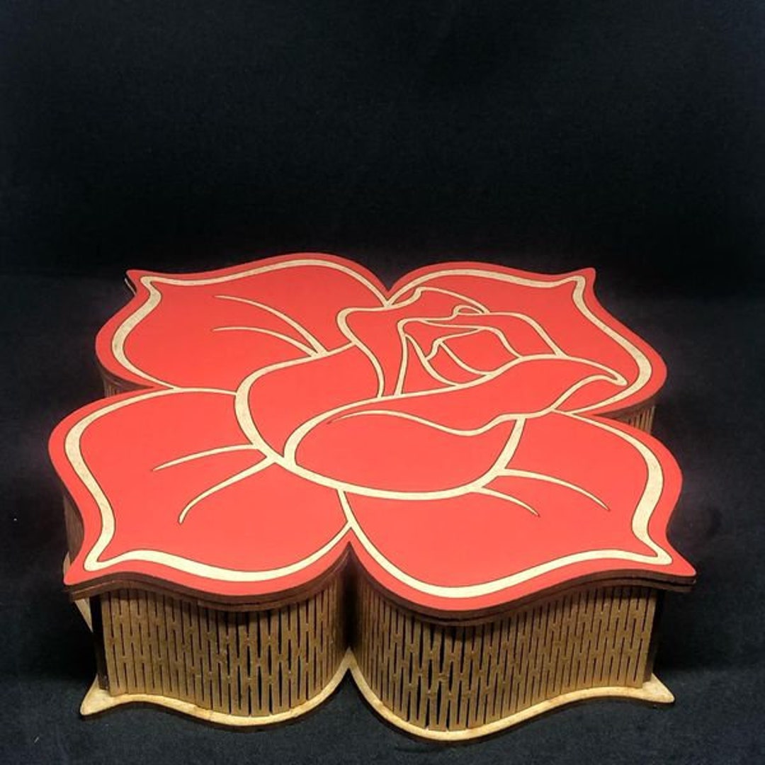 Laser Cut Wooden Rose Gift Box 3mm Instant Download Cdr Svg Dxf Files ...