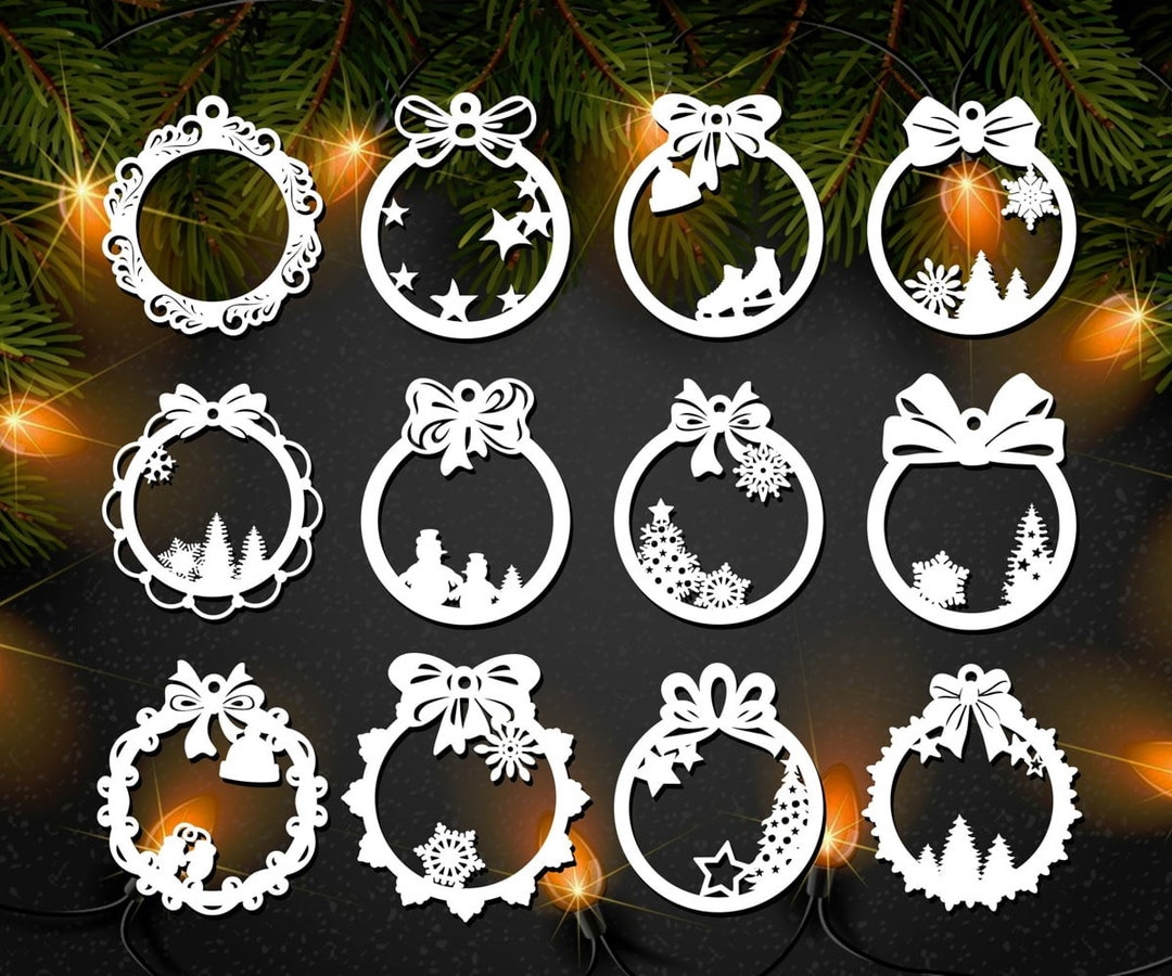 12 Weihnachtskugeln Baumschmuck Christbaumkugel Vorlagen Digital