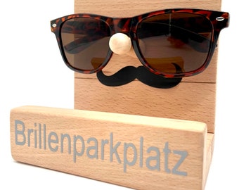 Brillenparkplatz aus Holz, Brillengarage, Brillenzubehör