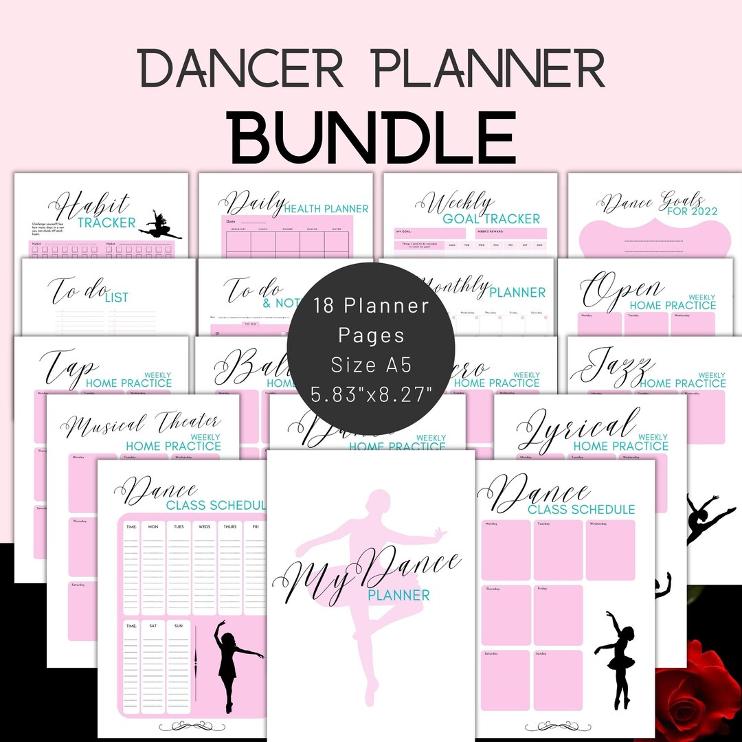 Dancer Planner Bundle Printable A5 Includes 18 Pages: Class - Etsy