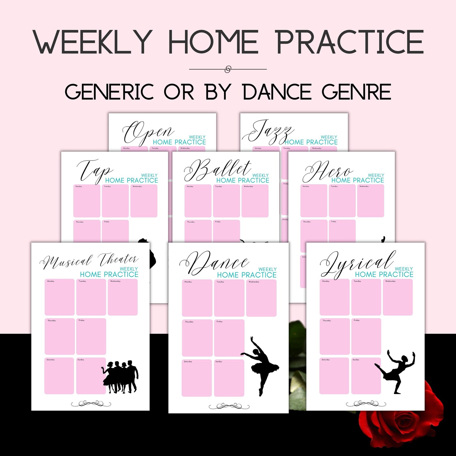 Dancer Planner Bundle Printable A5 Includes 18 Pages: Class - Etsy