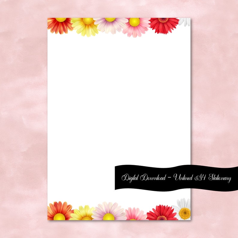 Printable Stationary. Floral Design. Pretty Daisy Theme for - Etsy