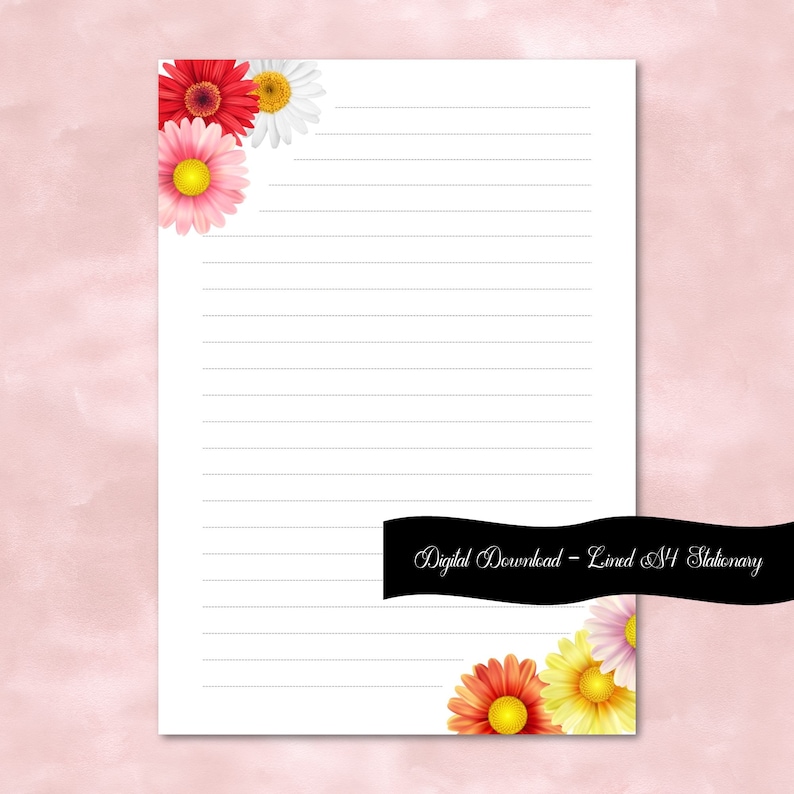 Printable Stationary. Floral Design. Pretty Daisy Theme for - Etsy