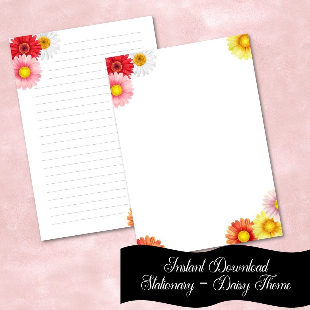 Printable Stationary. Floral Design. Pretty Daisy Theme for - Etsy