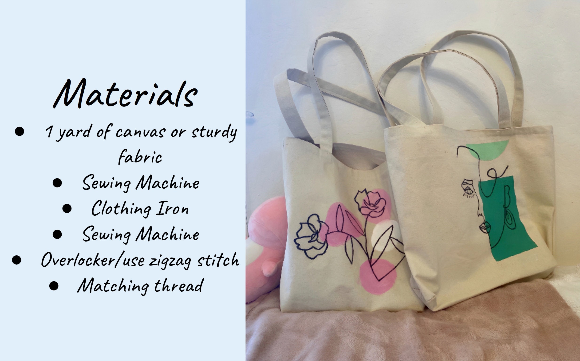 Simple Tote Bag PDF Sewing Pattern - Etsy