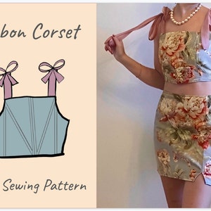 Ribbon Corset PDF Sewing Pattern sizes XXS-XXL