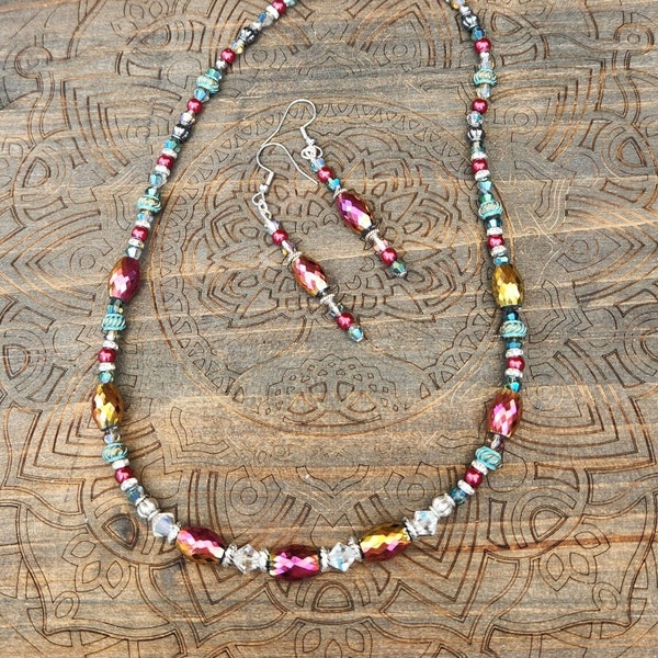 Semi precious stone and glass beaded necklaces