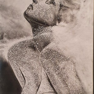 Graphite pencil sketch, original artwork, hand made, beautiful girl wall decor, Paintings, Professional art work