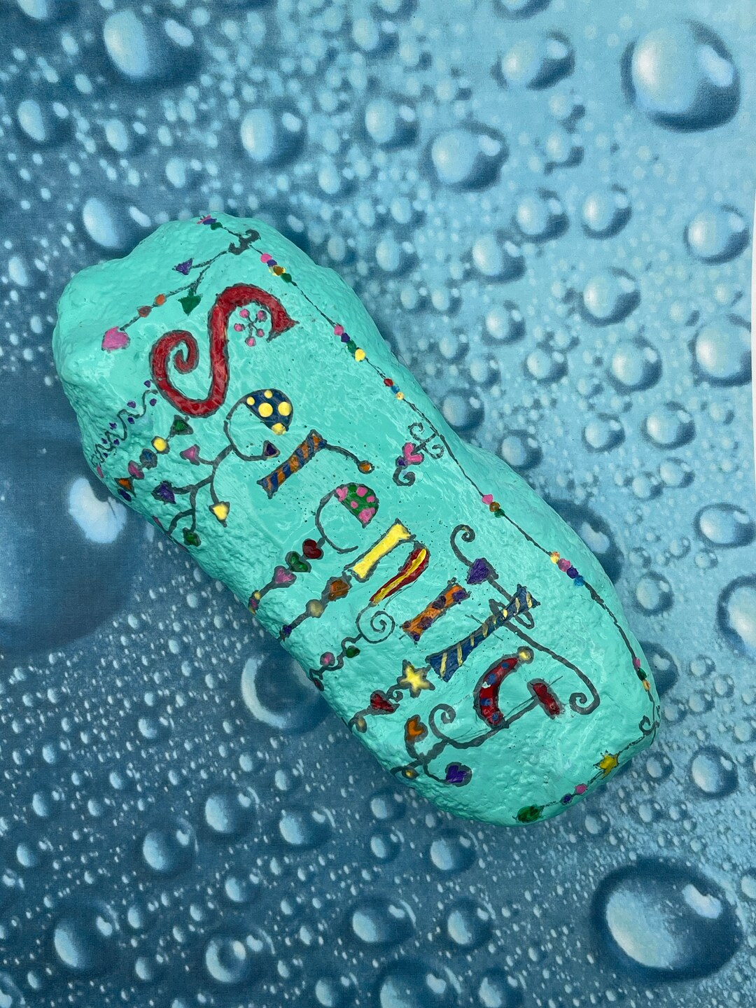 Dangle Art For Rocks Serenity Teal Dangle Painted Rock, Stone Painting, Kindness Rocks - Etsy