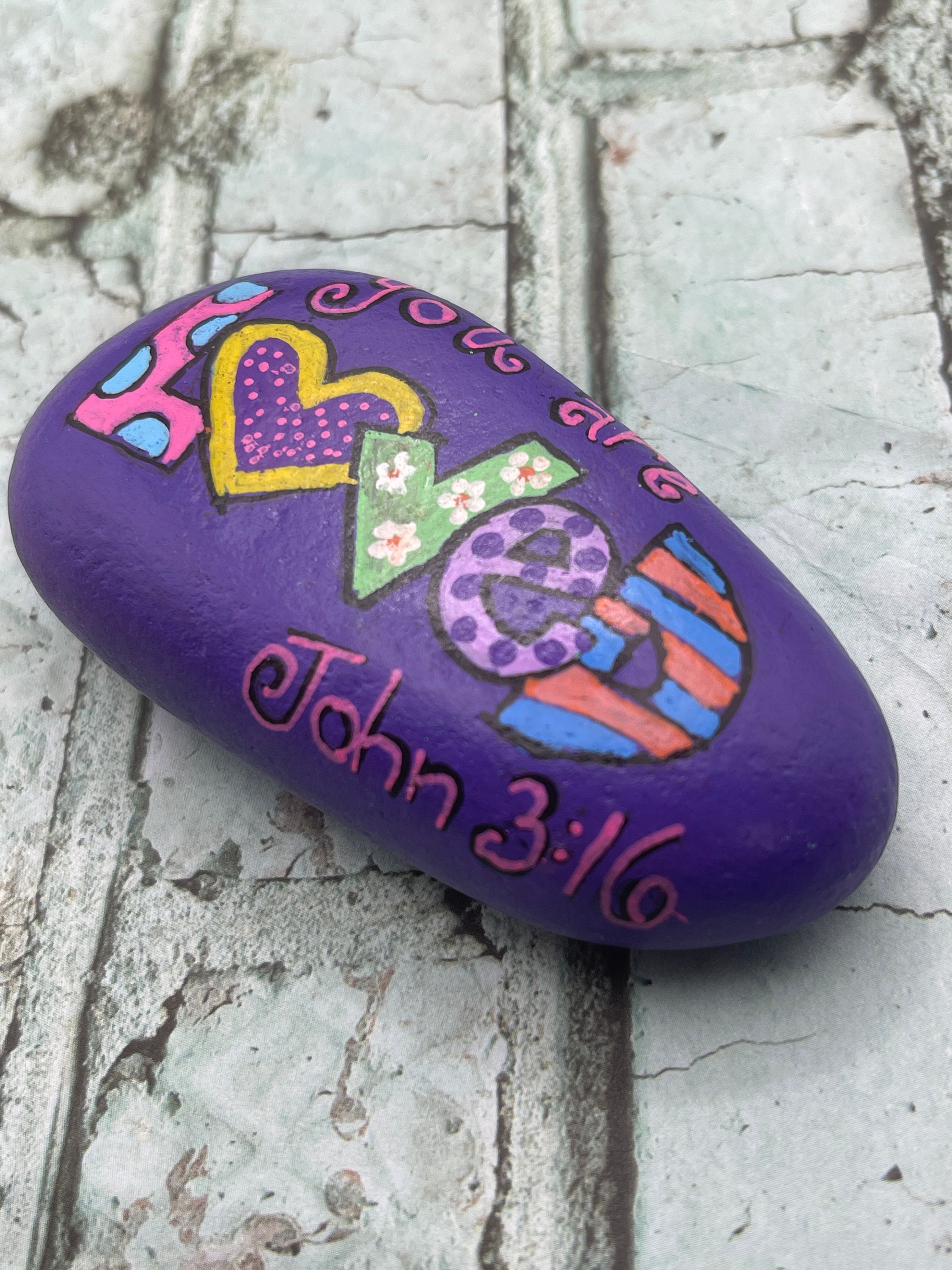You Are Loved, John 3:16, Painted Rock, Religious Scripture, Kindness ...