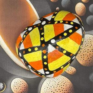Candy Corn, Trick or Treat, Hand Painted Rock, Halloween Decoration, Kindness Rocks