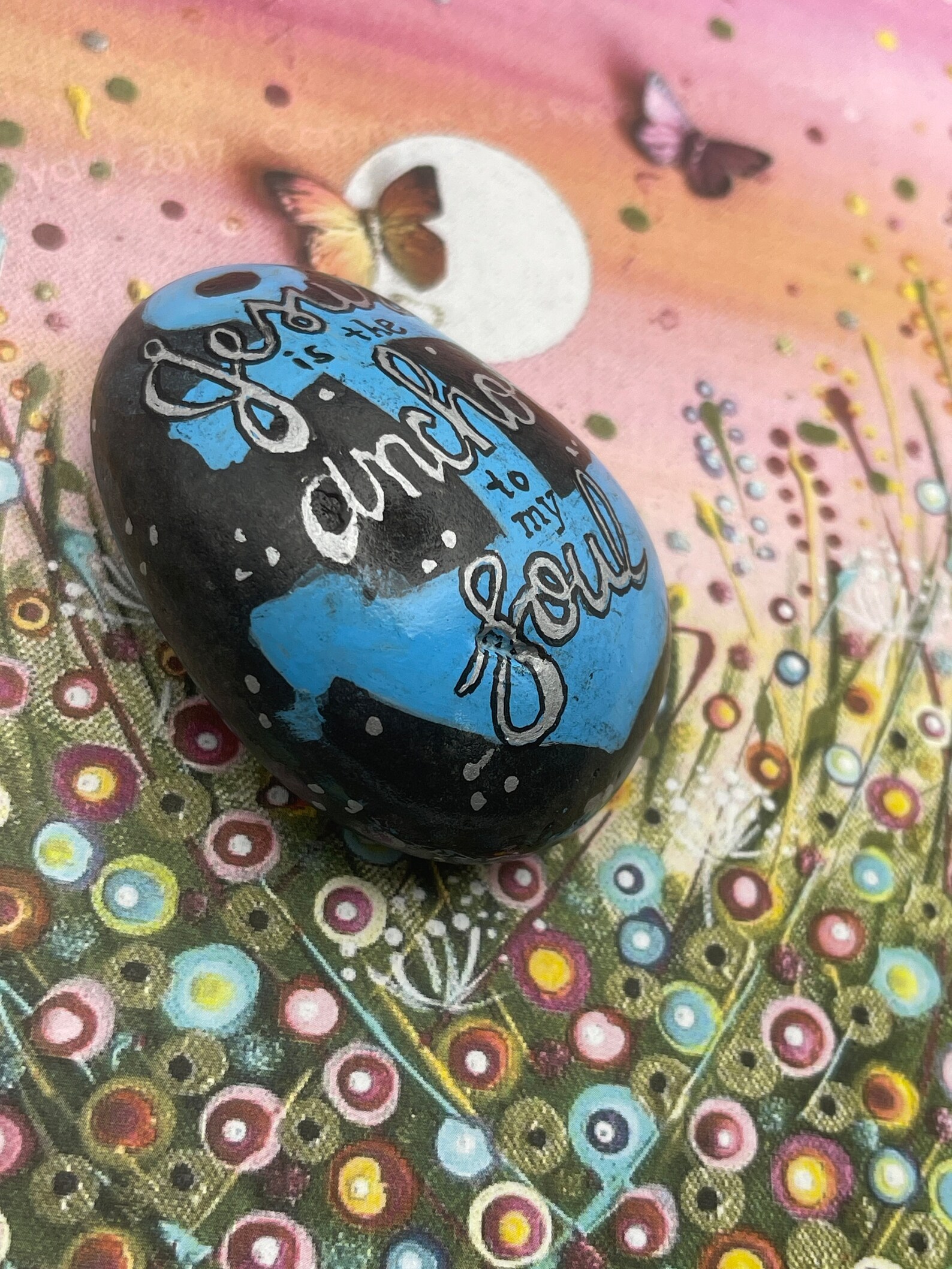 Jesus is the anchor to my soul inspirational painted rock religious