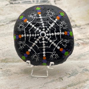 Spooky Spider Dot Art Halloween Painted Rock, Whimsical Fall Stone ...