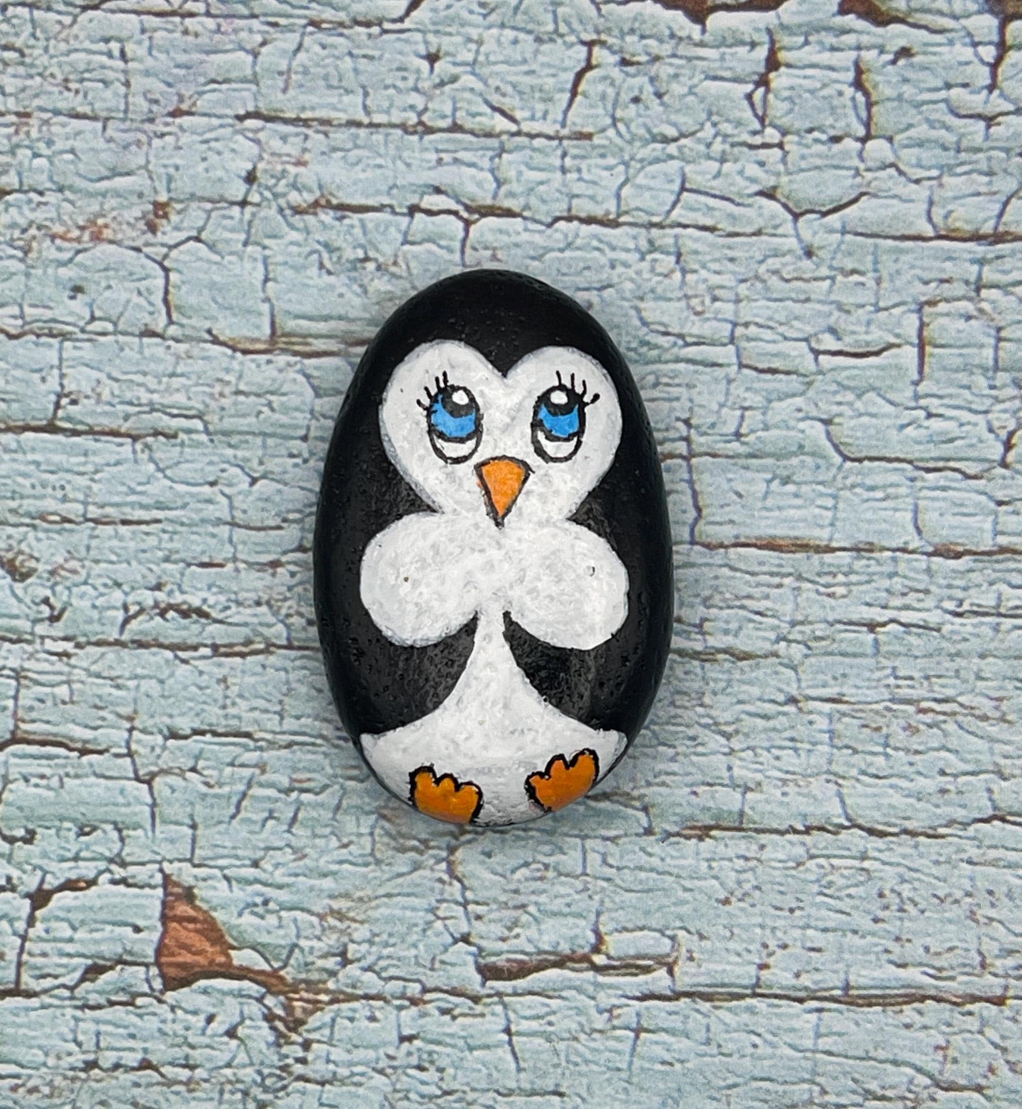 ペンギンの岩絵、小石の動物アート、石の絵 - Etsy 日本