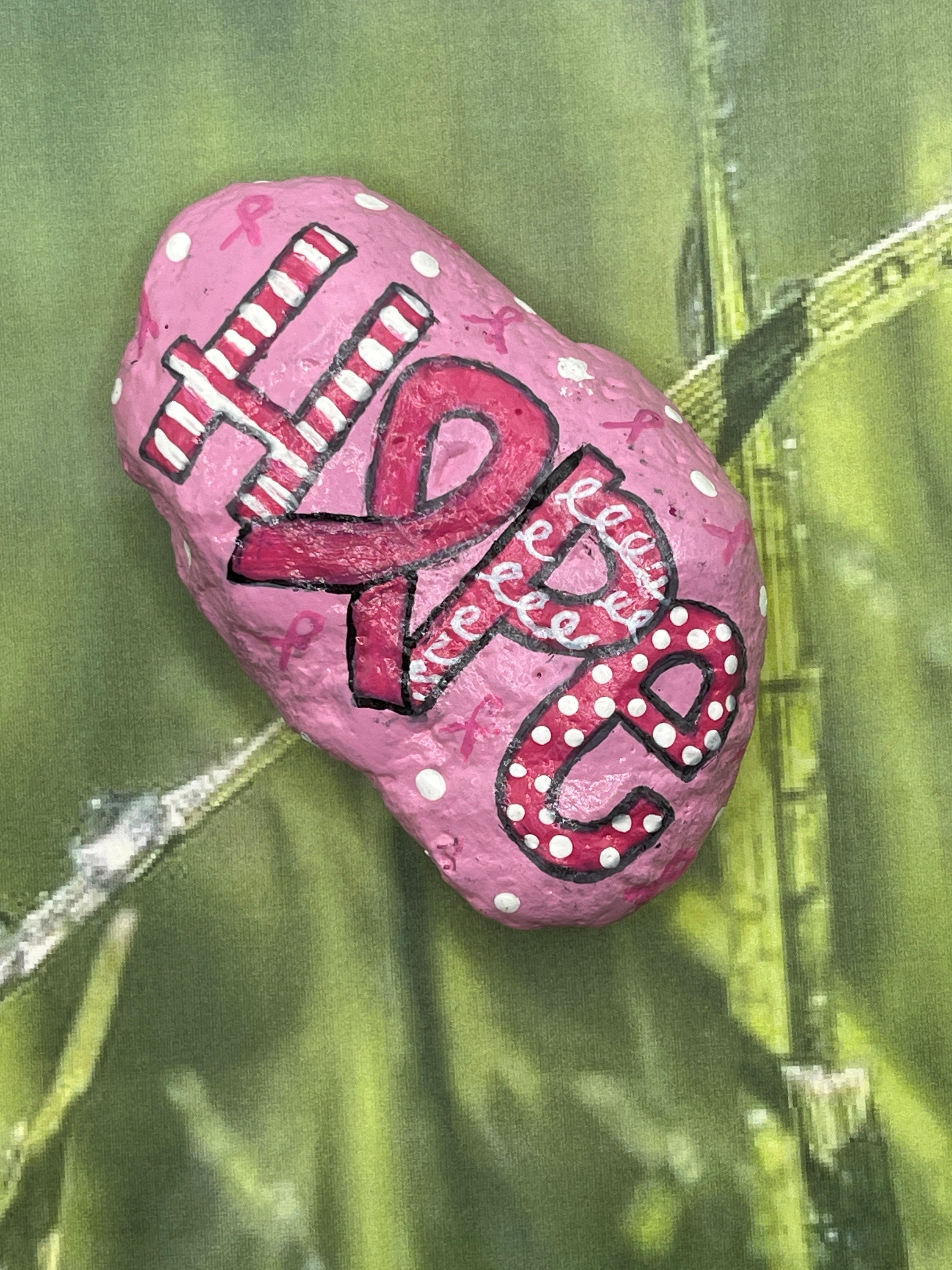 Hope, Breast Cancer Awareness, Pink Ribbon, October, Hand Painted Rock ...