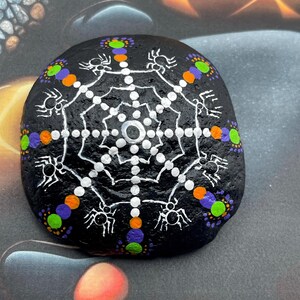 Spooky Spider Dot Art Halloween Painted Rock, Whimsical Fall Stone ...