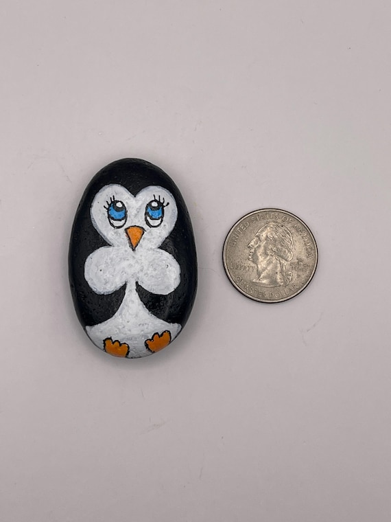 ペンギンの岩絵、小石の動物アート、石の絵 - Etsy 日本
