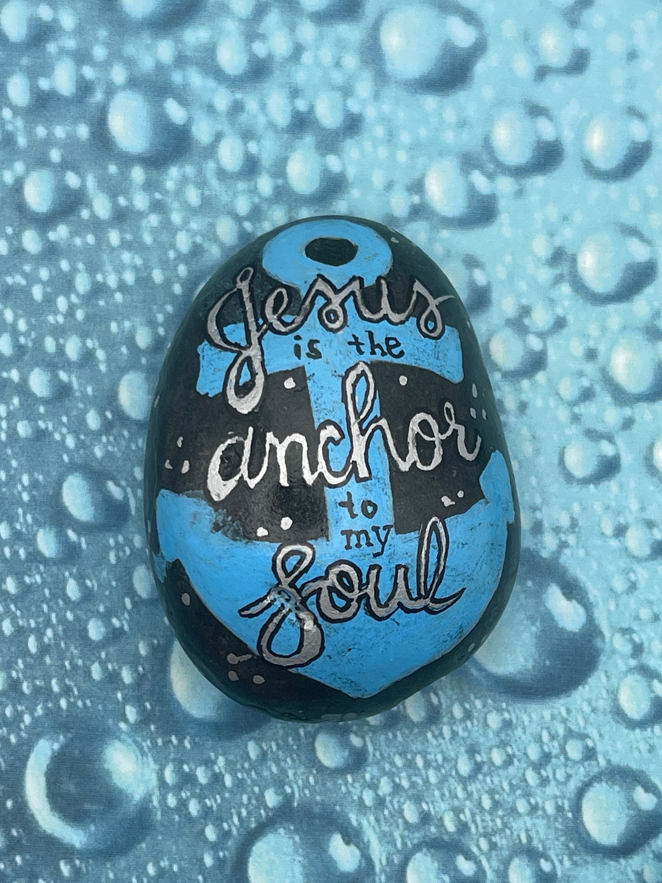 Jesus is the anchor to my soul inspirational painted rock religious