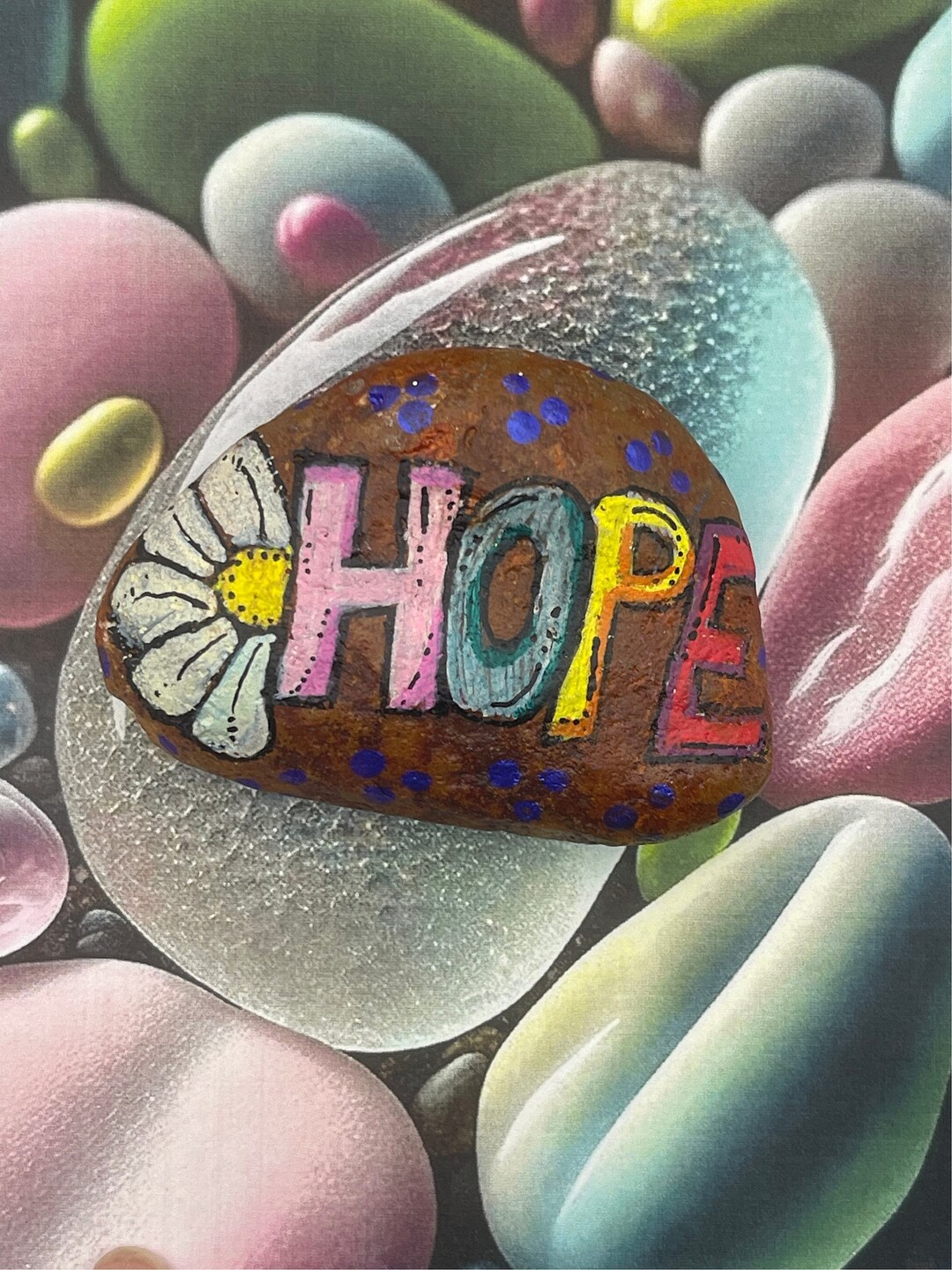Hope Rocks Inspo Hope With Flower, Inspirational Painted Rock, Stone Art, Positivity ...