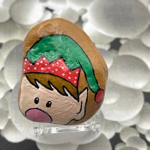 Christmas Elf, Winter Decor, Stocking Stuffer, Christmas Gift, Painted Rock