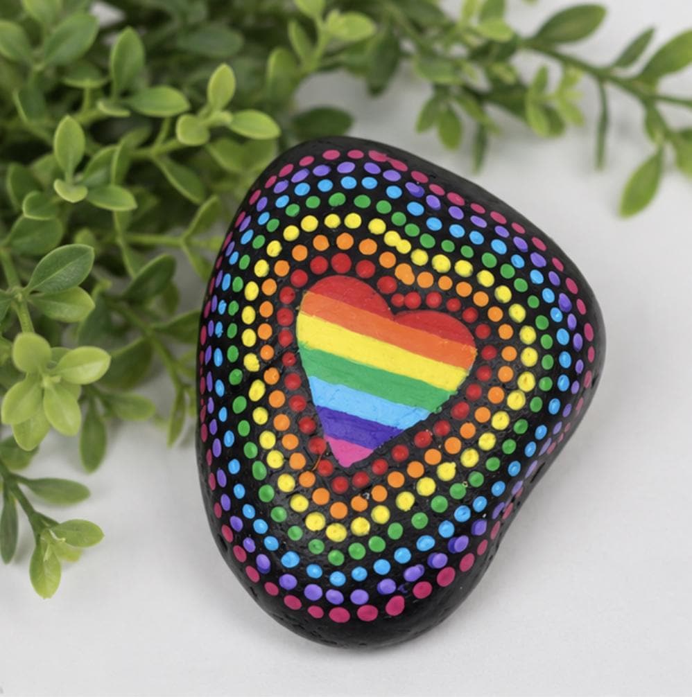 Rainbow Heart Painted Rock, Colorful Valentine Gift, Dot Art Heart Decor, Inspirational Shelf Decor, Hand Painted Stone