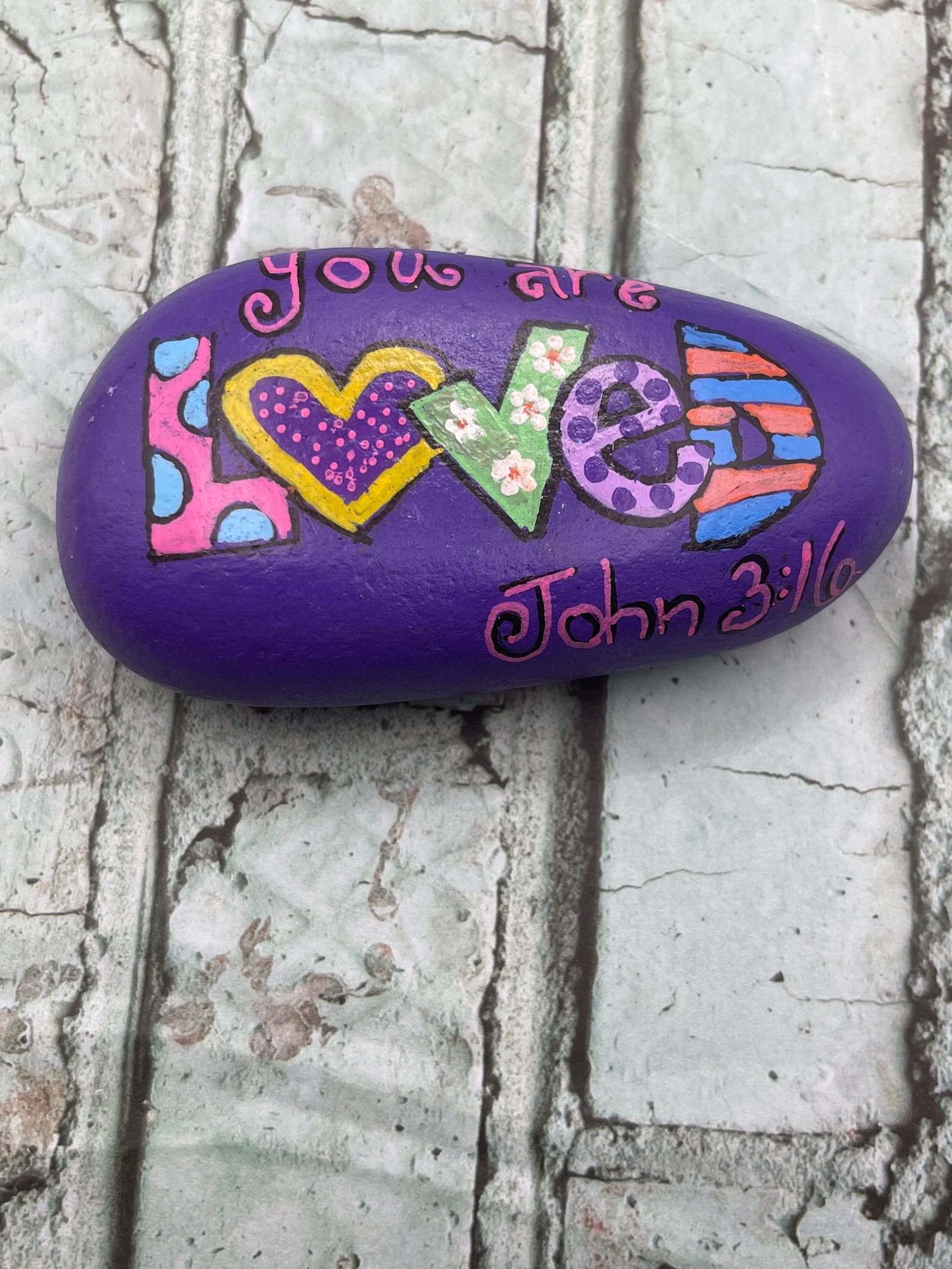You Are Loved, John 3:16, Painted Rock, Religious Scripture, Kindness ...